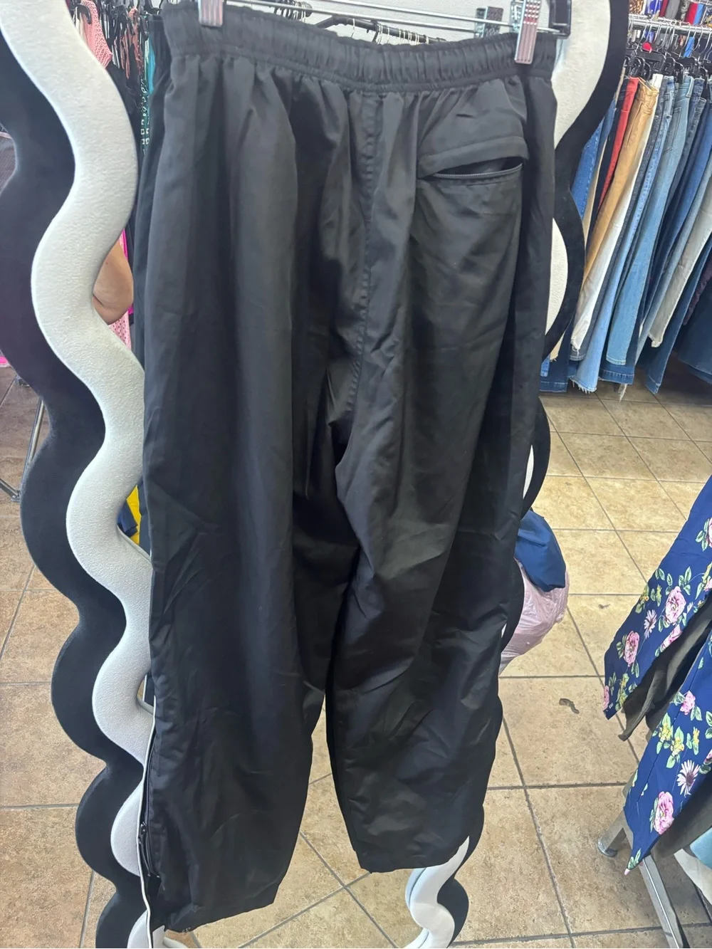 Y2K,Men's Black Jogger Track Pants with White Piping